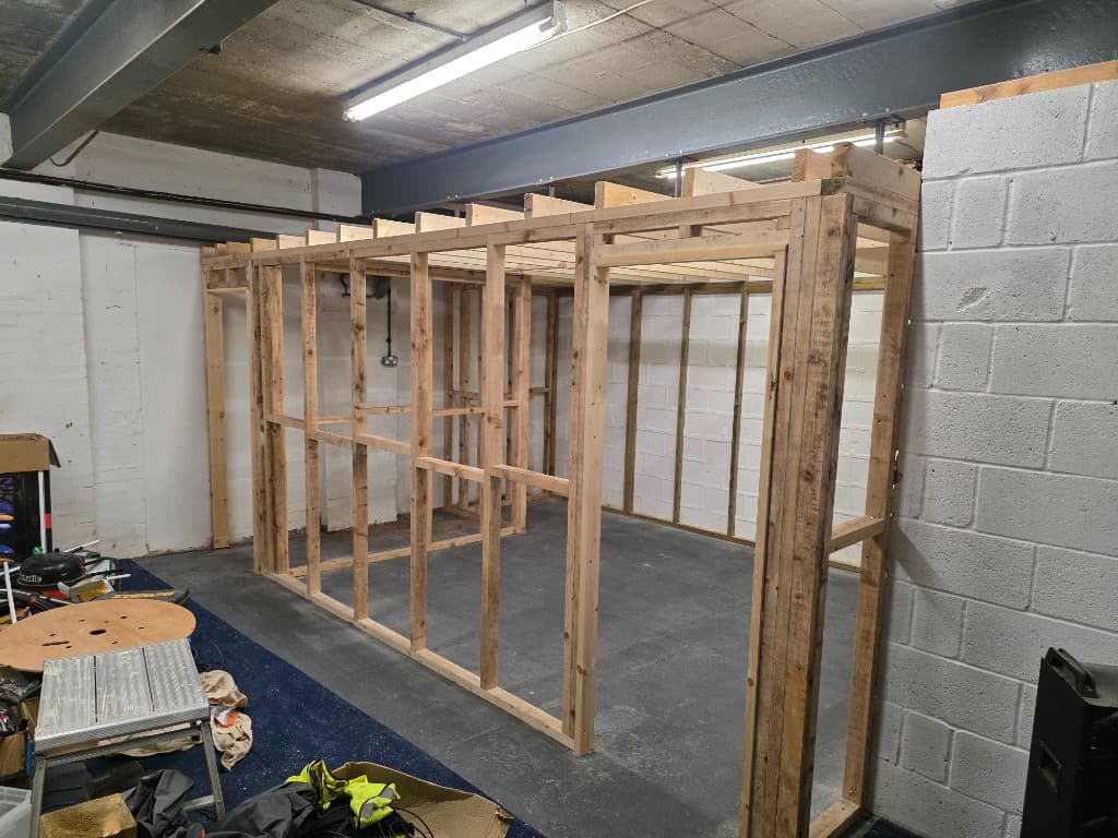 Boardroom timber partition from the doorway